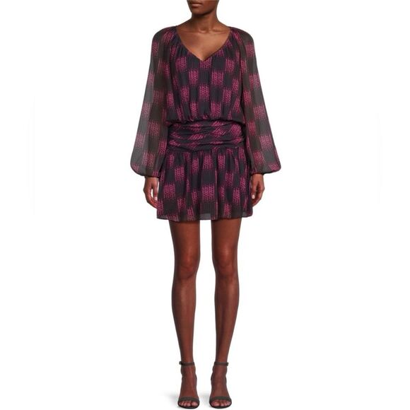 Ramy Brook Dresses & Skirts - Ramy Brook Jaylah Abstract Blouson Mini Dress in Boysenberry, New, Size S